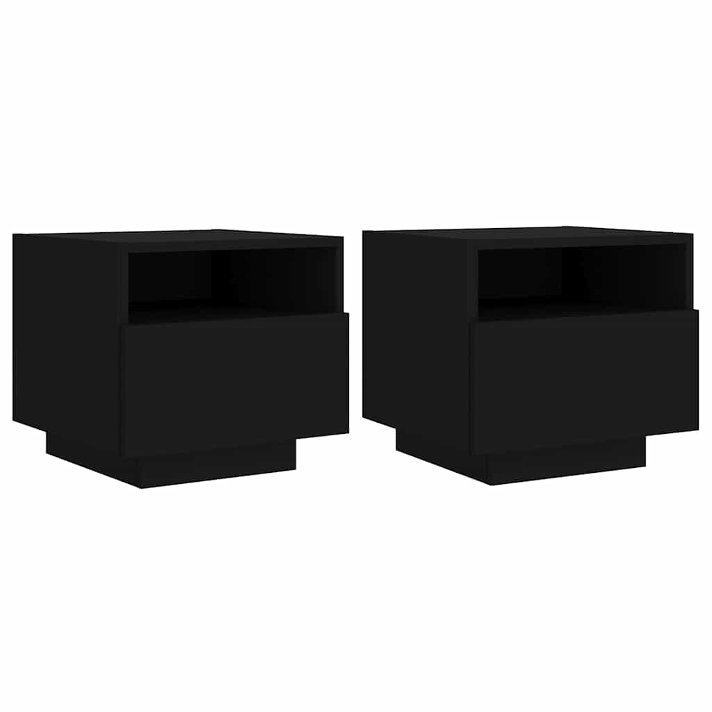 vidaXL Bedside Cabinet | Set of 2 | Black | Engineered wood | Bedside Cabinet