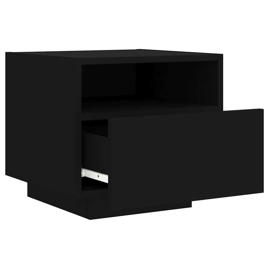 vidaXL Bedside Cabinets with LED Lights 2 pcs Black 40x39x37 cm