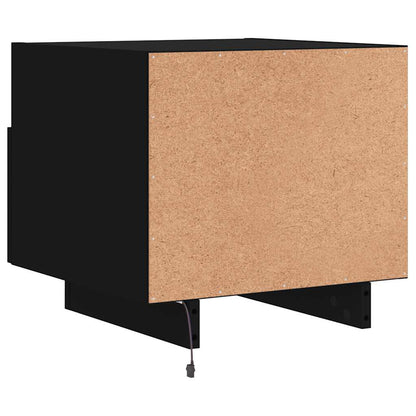 vidaXL Bedside Cabinets with LED Lights 2 pcs Black 40x39x37 cm