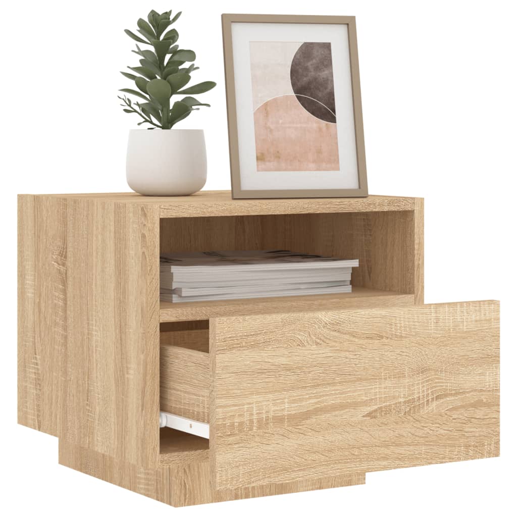vidaXL Bedside Cabinet with LED Lights Sonoma Oak 40x39x37 cm