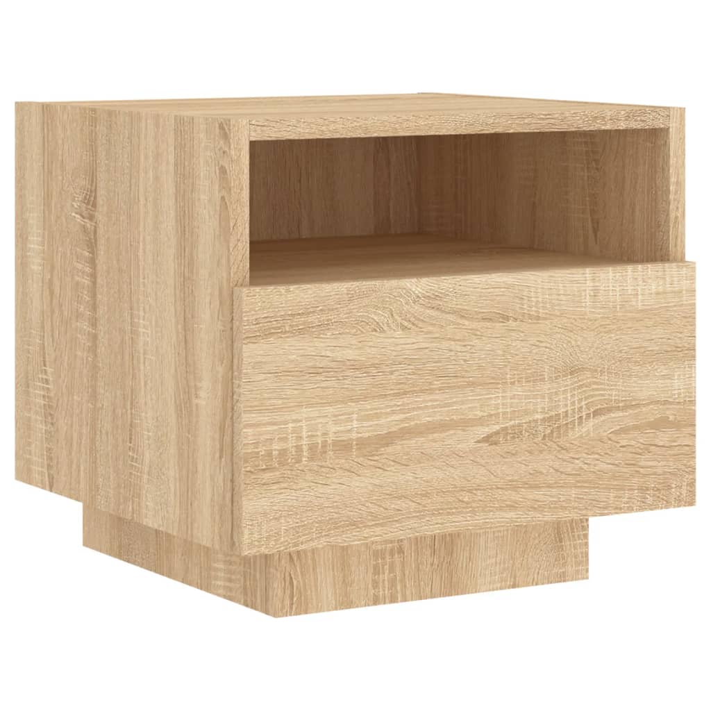 vidaXL Bedside Cabinet with LED Lights Sonoma Oak 40x39x37 cm