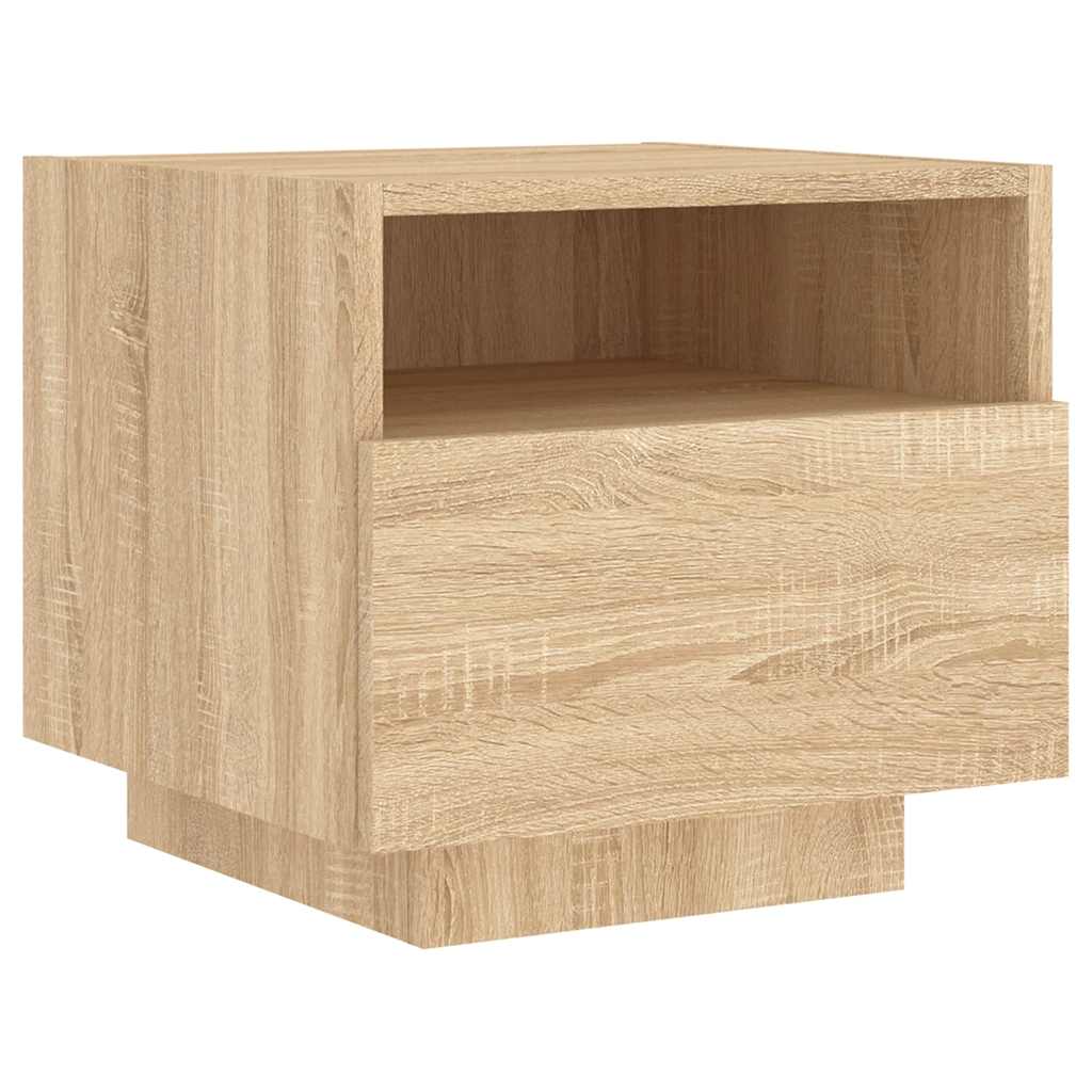 vidaXL Bedside Cabinet with LED Lights Sonoma Oak 40x39x37 cm