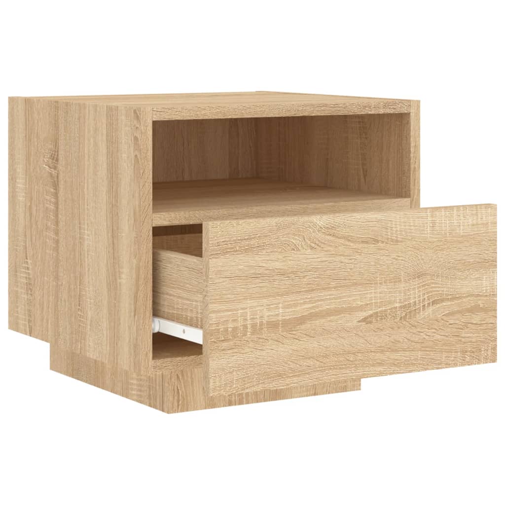 vidaXL Bedside Cabinet with LED Lights Sonoma Oak 40x39x37 cm