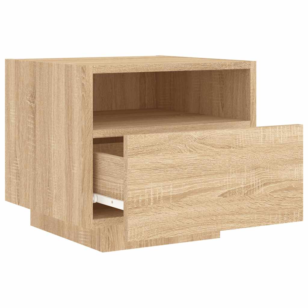 vidaXL Bedside Cabinet with LED Lights Sonoma Oak 40x39x37 cm