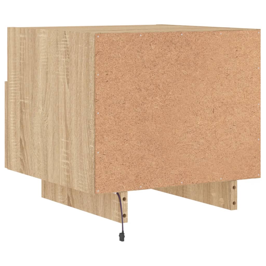 vidaXL Bedside Cabinet with LED Lights Sonoma Oak 40x39x37 cm