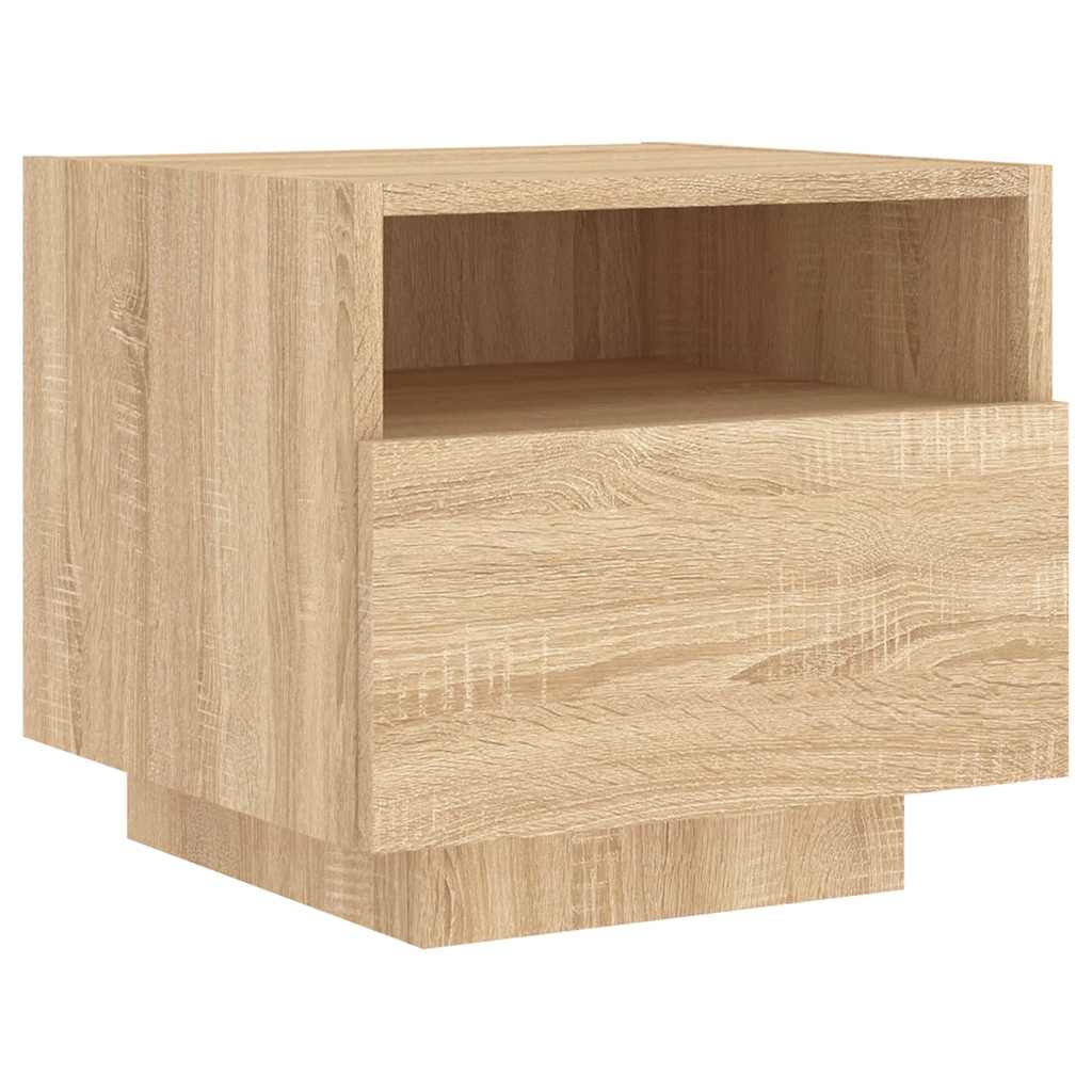 vidaXL Bedside Cabinets with LED Lights 2 pcs Sonoma Oak 40x39x37 cm