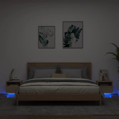 vidaXL Bedside Cabinets with LED Lights 2 pcs Sonoma Oak 40x39x37 cm