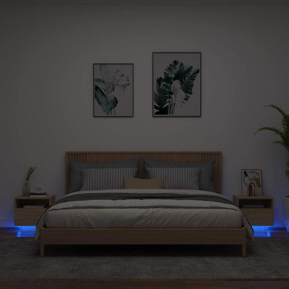 vidaXL Bedside Cabinets with LED Lights 2 pcs Sonoma Oak 40x39x37 cm