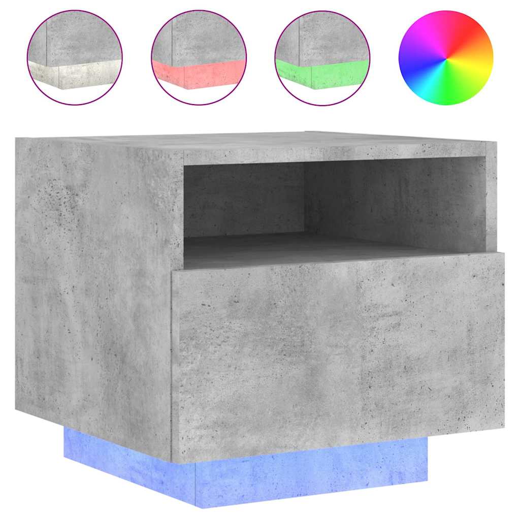 vidaXL Bedside Cabinets with LED Lights 2 pcs Concrete Grey 40x39x37cm
