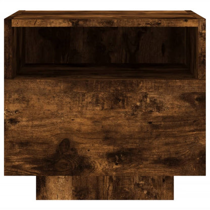 vidaXL Bedside Cabinet with LED Lights Smoked Oak 40x39x37 cm