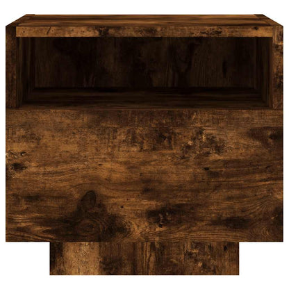 vidaXL Bedside Cabinet with LED Lights Smoked Oak 40x39x37 cm