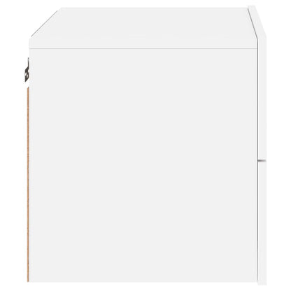 vidaXL Wall-mounted Bedside Cabinet with LED Lights White