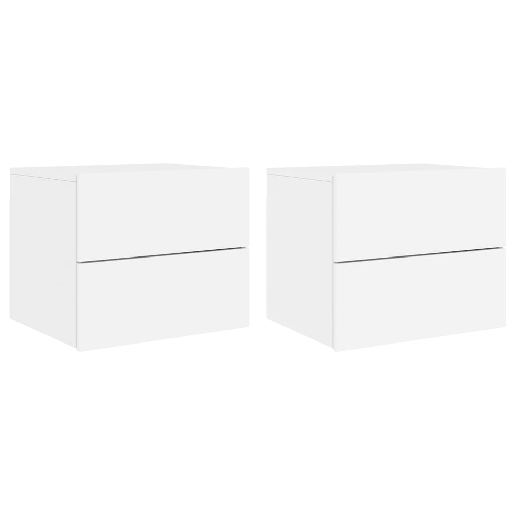 vidaXL Wall-mounted Bedside Cabinets with LED Lights 2 pcs White