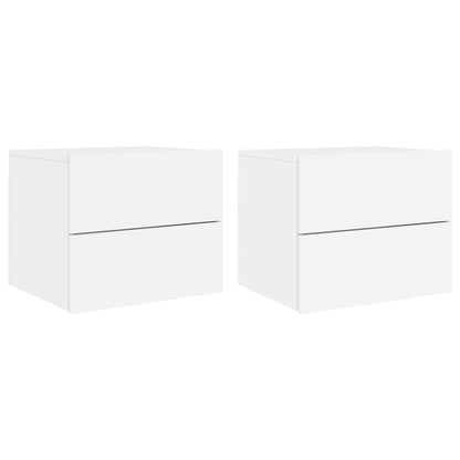 vidaXL Wall-mounted Bedside Cabinets with LED Lights 2 pcs White