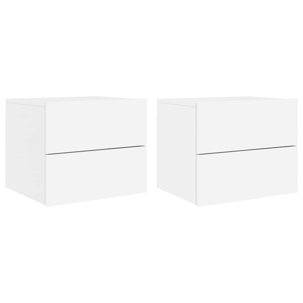 vidaXL Wall-mounted Bedside Cabinets with LED Lights 2 pcs White