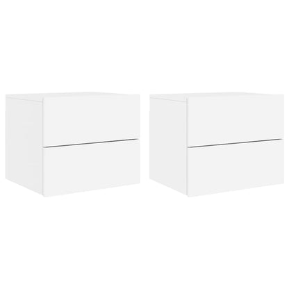 vidaXL Wall-mounted Bedside Cabinets with LED Lights 2 pcs White
