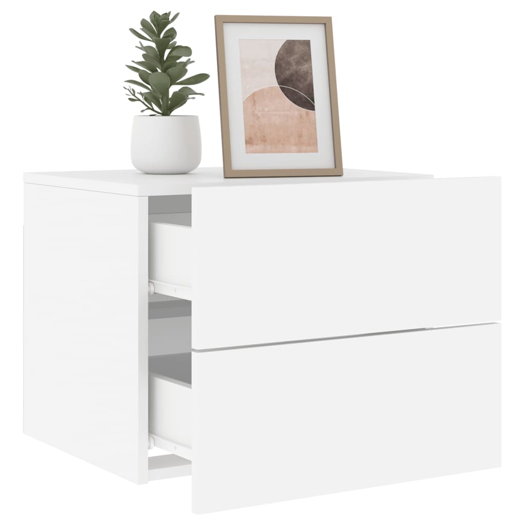 vidaXL Wall-mounted Bedside Cabinets with LED Lights 2 pcs White