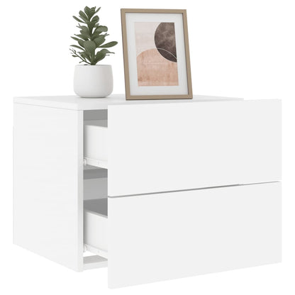 vidaXL Wall-mounted Bedside Cabinets with LED Lights 2 pcs White