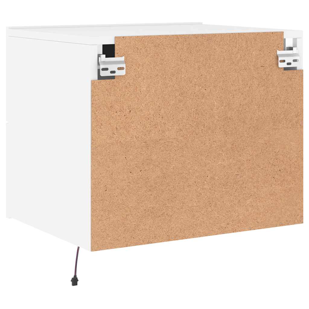 vidaXL Wall-mounted Bedside Cabinets with LED Lights 2 pcs White