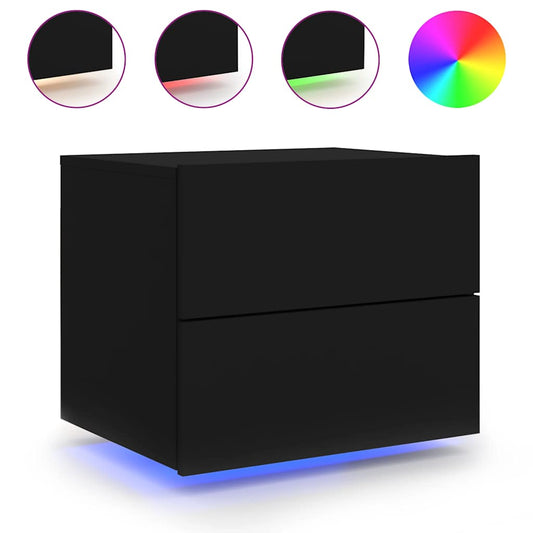 vidaXL Wall-mounted Bedside Cabinet | Black | Engineered wood | Standard