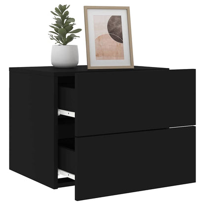 vidaXL Wall-mounted Bedside Cabinet | Black | Engineered wood | Standard