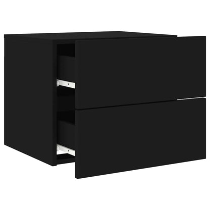 vidaXL Wall-mounted Bedside Cabinet | Black | Engineered wood | Standard
