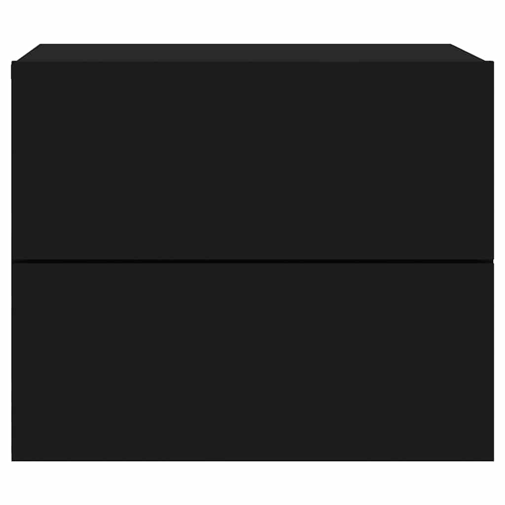 vidaXL Wall-mounted Bedside Cabinet | Black | Engineered wood | Standard