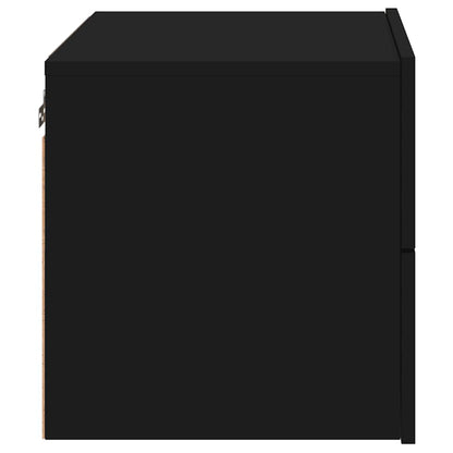 vidaXL Wall-mounted Bedside Cabinet | Black | Engineered wood | Standard