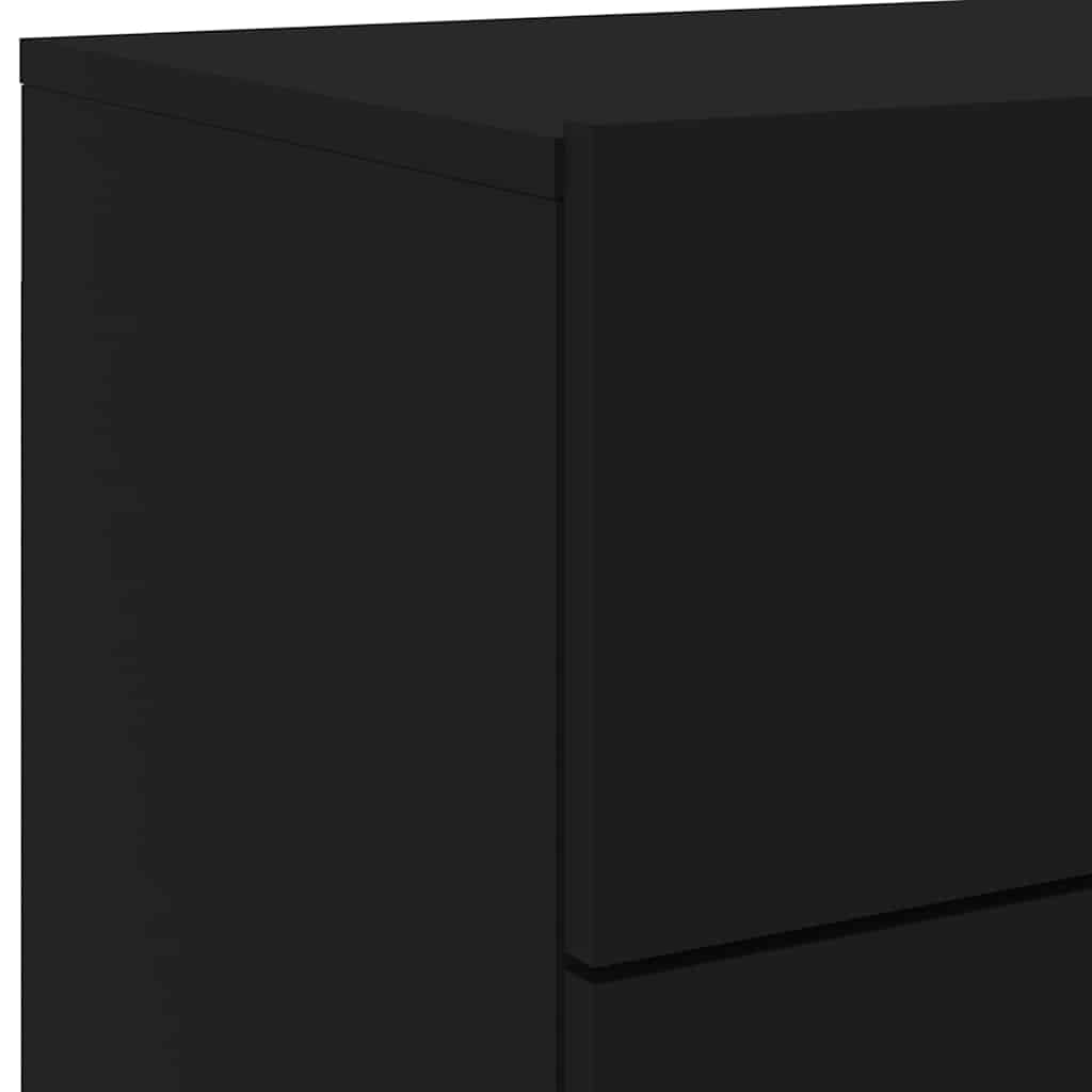vidaXL Wall-mounted Bedside Cabinet | Black | Engineered wood | Standard