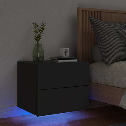 vidaXL Wall-mounted Bedside Cabinet | Black | Engineered wood | Standard