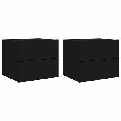 vidaXL Wall-mounted Bedside Cabinet | Set of 2 | Black | Engineered wood