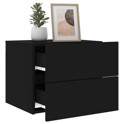 vidaXL Wall-mounted Bedside Cabinet | Set of 2 | Black | Engineered wood