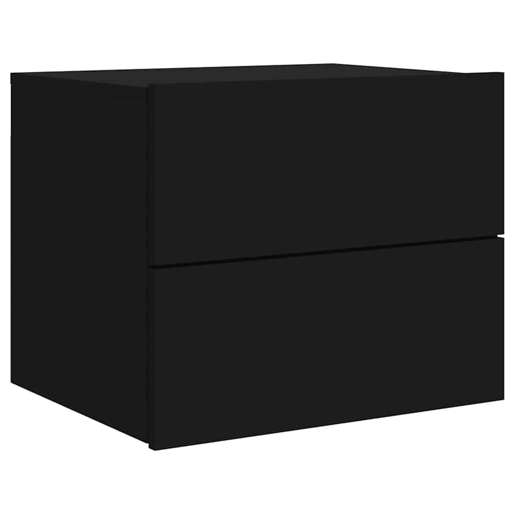vidaXL Wall-mounted Bedside Cabinet | Set of 2 | Black | Engineered wood