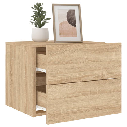 vidaXL Wall-mounted Bedside Cabinet with LED Lights Sonoma Oak