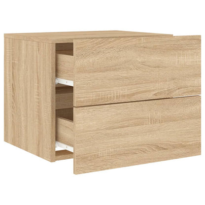 vidaXL Wall-mounted Bedside Cabinet with LED Lights Sonoma Oak