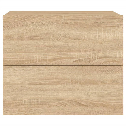 vidaXL Wall-mounted Bedside Cabinet with LED Lights Sonoma Oak