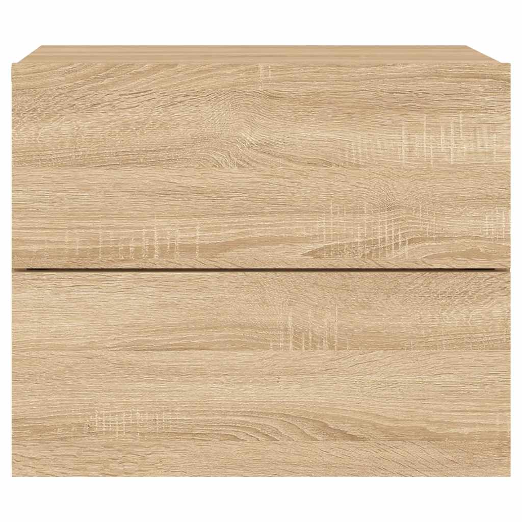 vidaXL Wall-mounted Bedside Cabinet with LED Lights Sonoma Oak