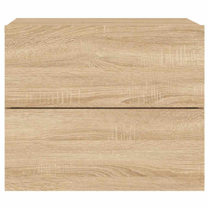 vidaXL Wall-mounted Bedside Cabinet with LED Lights Sonoma Oak