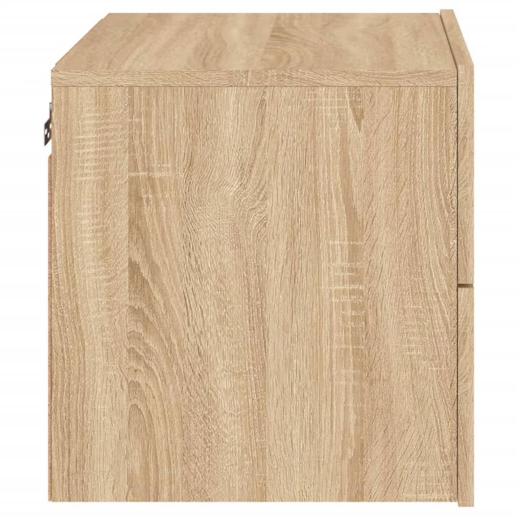 vidaXL Wall-mounted Bedside Cabinet with LED Lights Sonoma Oak