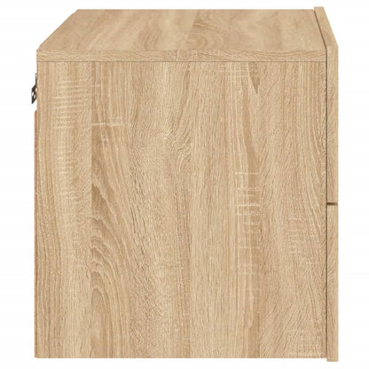 vidaXL Wall-mounted Bedside Cabinet with LED Lights Sonoma Oak