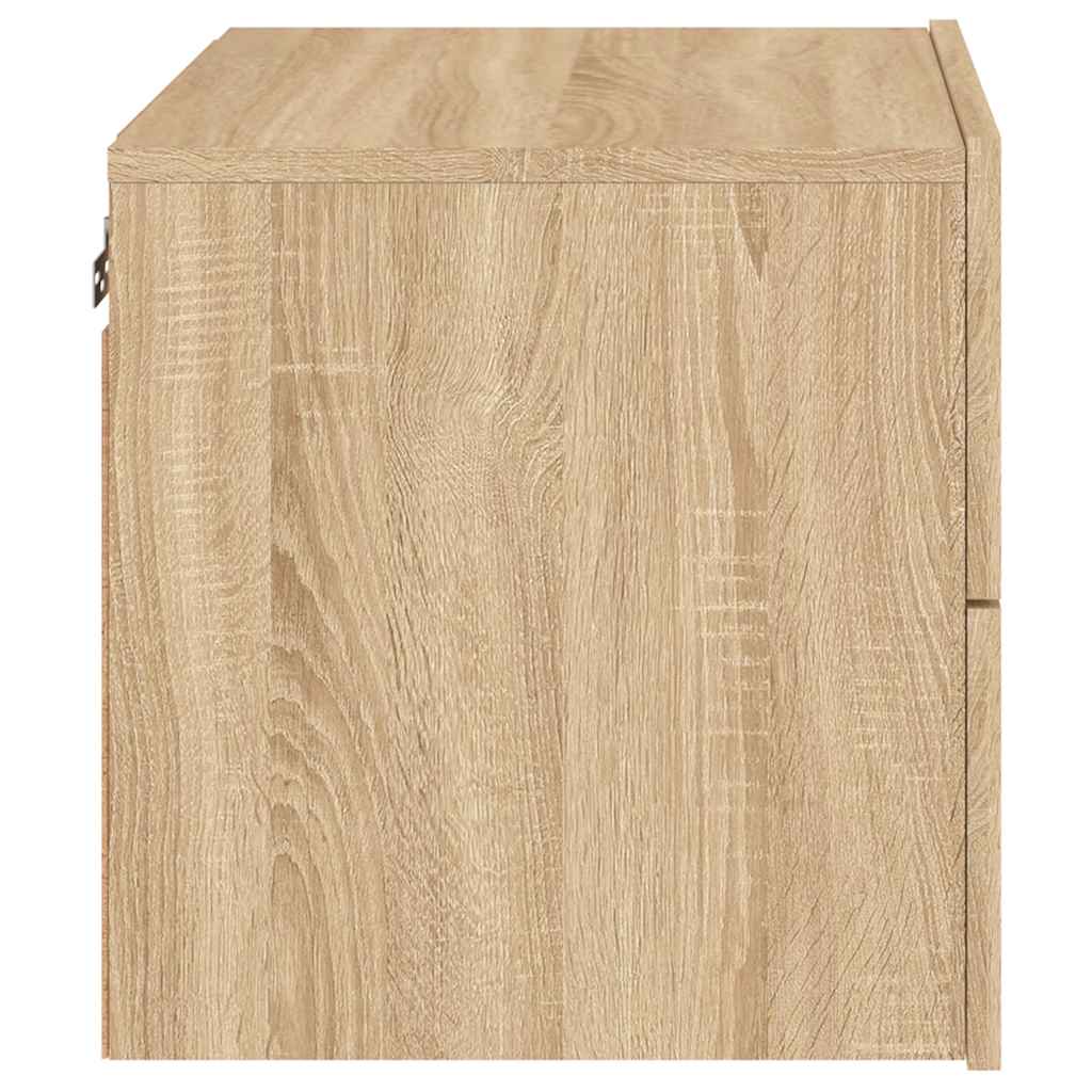 vidaXL Wall-mounted Bedside Cabinet with LED Lights Sonoma Oak