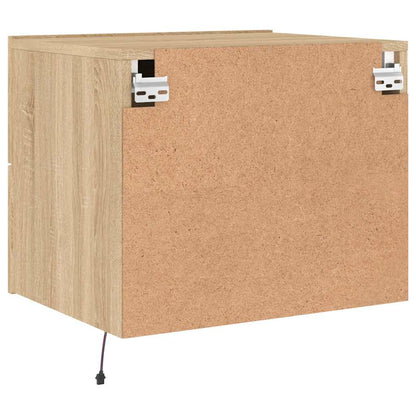 vidaXL Wall-mounted Bedside Cabinet with LED Lights Sonoma Oak