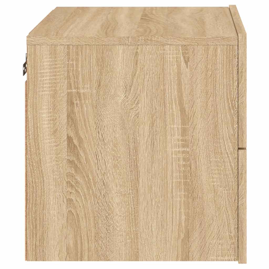 vidaXL Wall-mounted Bedside Cabinets with LED Lights 2 pcs Sonoma Oak