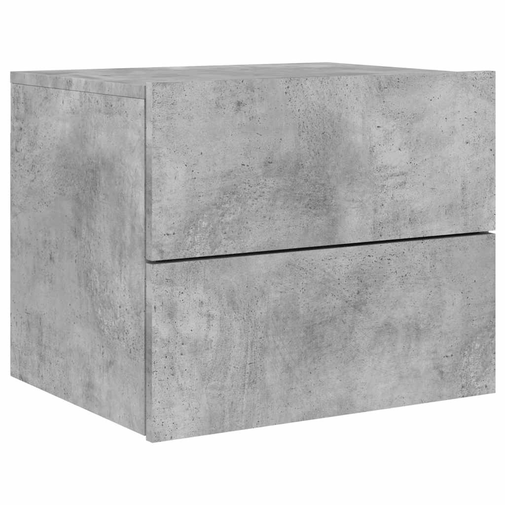 vidaXL Wall-mounted Bedside Cabinet with LED Lights Concrete Gery