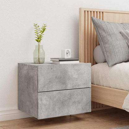 vidaXL Wall-mounted Bedside Cabinet with LED Lights Concrete Grey