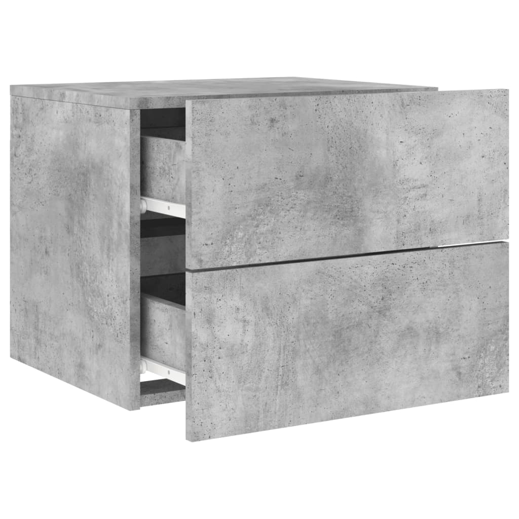 vidaXL Wall-mounted Bedside Cabinet with LED Lights Concrete Gery