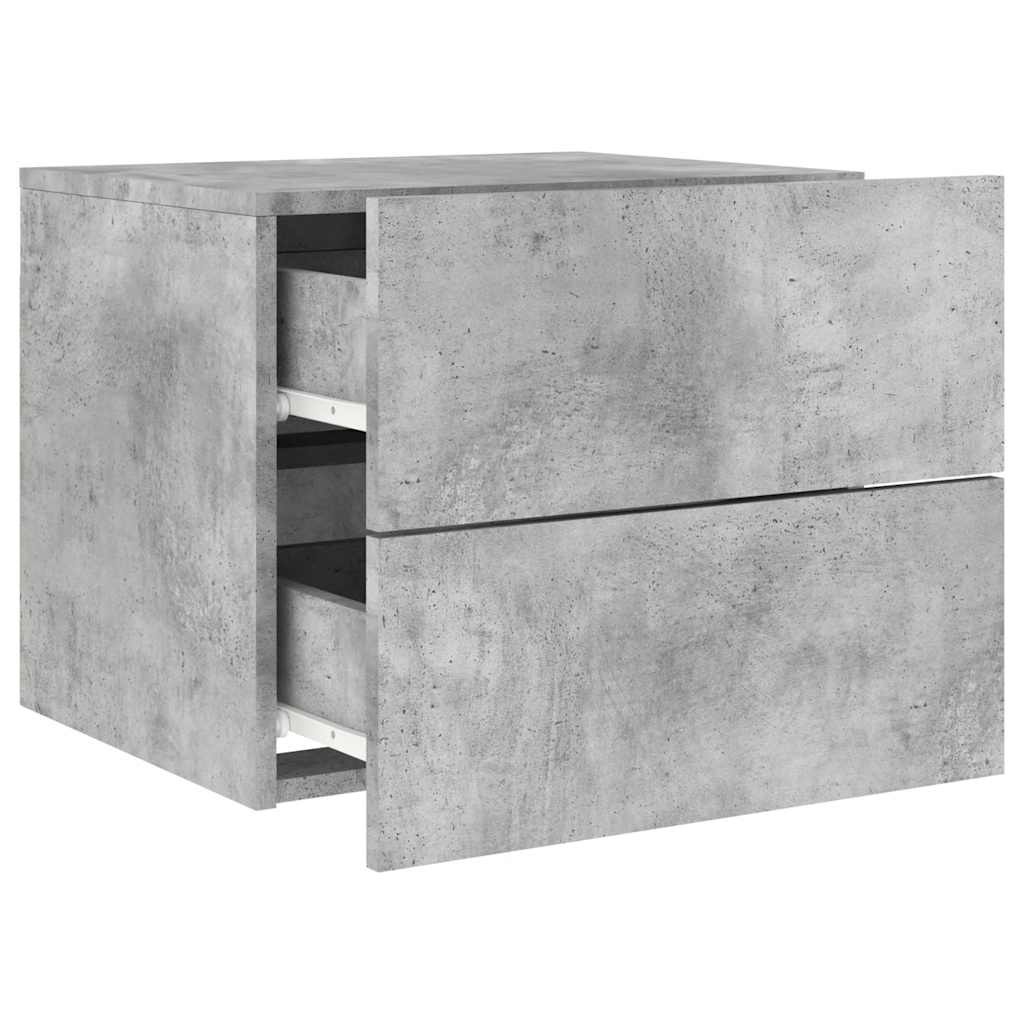 vidaXL Wall-mounted Bedside Cabinet with LED Lights Concrete Gery