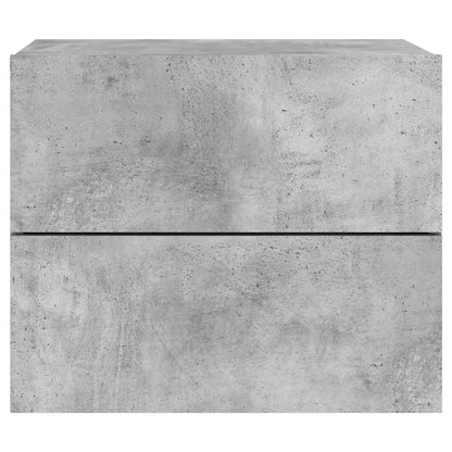 vidaXL Wall-mounted Bedside Cabinet with LED Lights Concrete Gery