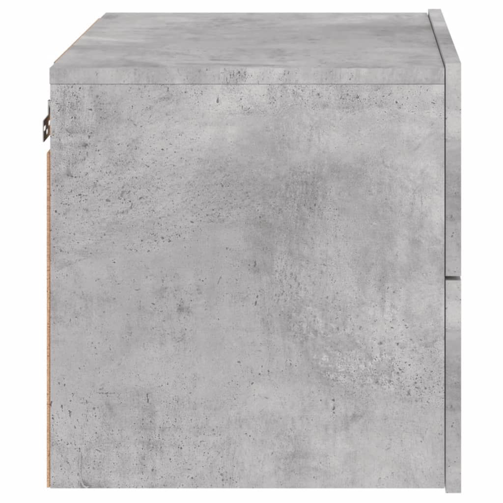 vidaXL Wall-mounted Bedside Cabinet with LED Lights Concrete Gery