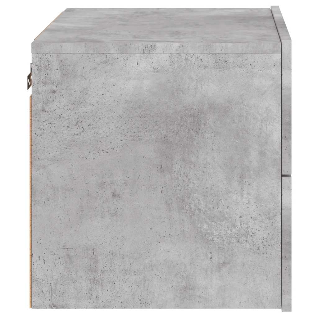 vidaXL Wall-mounted Bedside Cabinet with LED Lights Concrete Gery